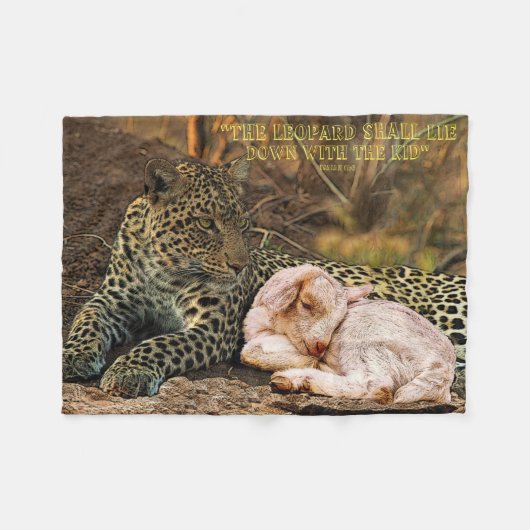 De luipaard zal met kind-Isaiah 11 liggen Fleece Deken (Voorkant (Horizontaal))