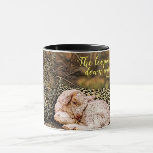 De "luipaard zal neer met het kind " Isaiah 11 Mok (Midden)