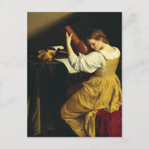De luitspeler door Orazio Gentileschi Kunst Briefkaart