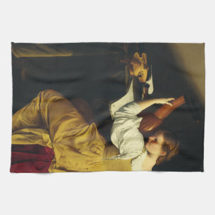 De luitspeler door Orazio Gentileschi Kunst Theedoek