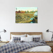 De Lumber Mill en Dam, de rivier gevuld met Canvas Afdruk (Insitu (Slaapkamer))