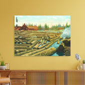De Lumber Mill en Dam, de rivier gevuld met Canvas Afdruk (Insitu (Woonkamer))