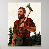 "De lumberjack" Koel  Man met een Ax Poster (Voorkant)
