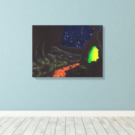 De Luminescente Grot: Canvas Uncropped Afdruk (Insitu (Houten vloer))