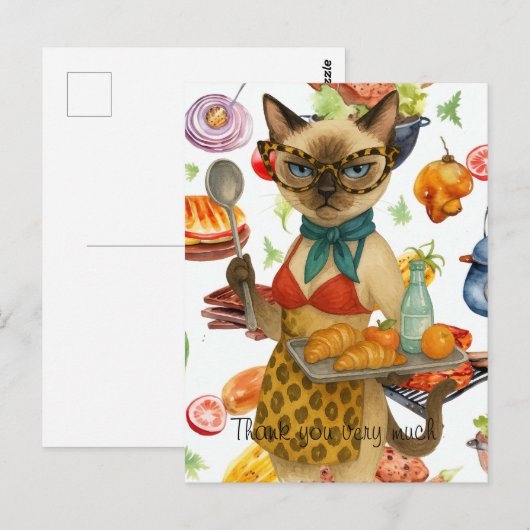 De lunchdame serveert eten briefkaart (Voorkant / Achterkant)