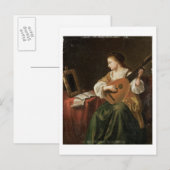 De Lute Player (olie op het paneel) Briefkaart (Voorkant / Achterkant)