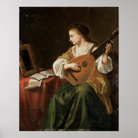 De Lute Player (olie op het paneel) Poster (Voorkant)