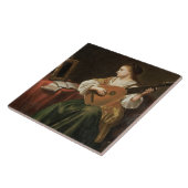 De Lute Player (olie op het paneel) Tegeltje (Zijkant)