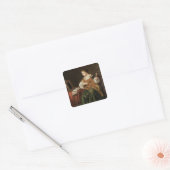 De Lute Player (olie op het paneel) Vierkante Sticker (Envelop)