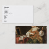 De Lute Player (olie op het paneel) Visitekaartje (Voorkant / Achterkant)