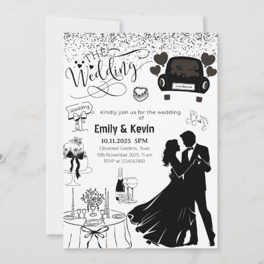 De luxe bruiloft elegante partij kaart (Voorkant)