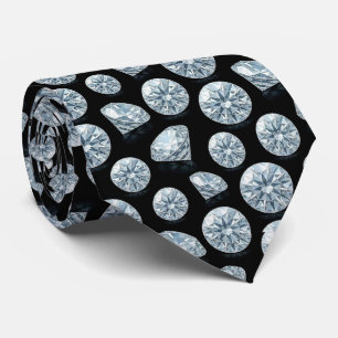 De Luxe Man   Formele Zwarte Das met Diamanten Her