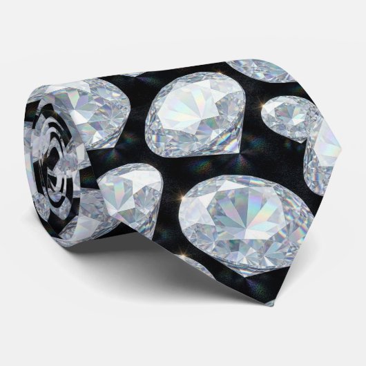 De Luxe Man | Formele Zwarte Das met Diamanten Her (Opgerold)