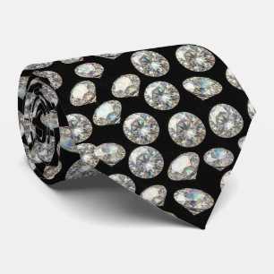 De Luxe Man   Formele Zwarte Das met Diamanten Her