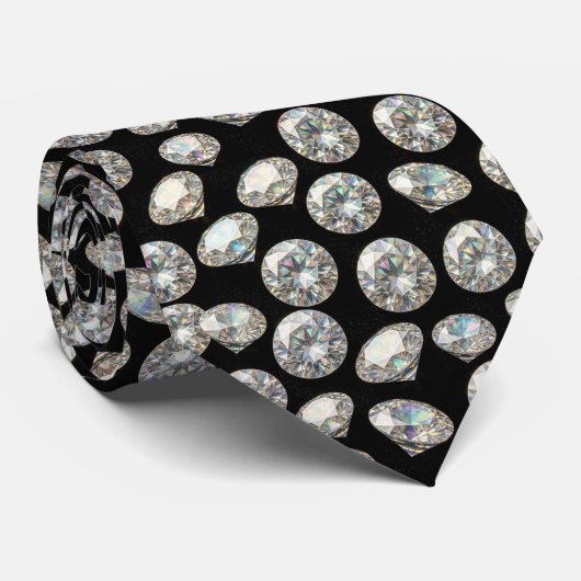 De Luxe Man | Formele Zwarte Das met Diamanten Her (Opgerold)
