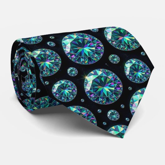 De Luxe Man | Formele Zwarte Das met Diamanten Her (Opgerold)