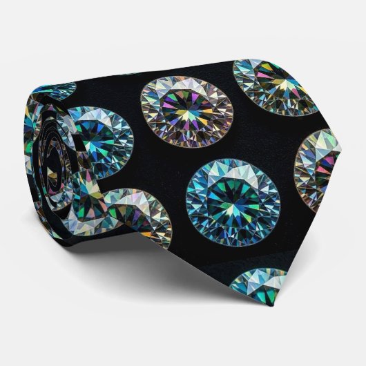 De Luxe Man | Formele Zwarte Das met Diamanten Her (Opgerold)