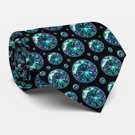 De Luxe Man | Formele Zwarte Das met Diamanten Her (Opgerold)