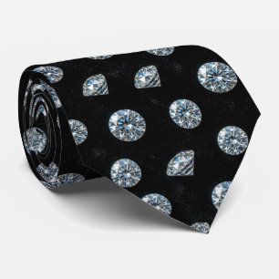 De Luxe Man Formele Zwarte Das met Diamanten Her