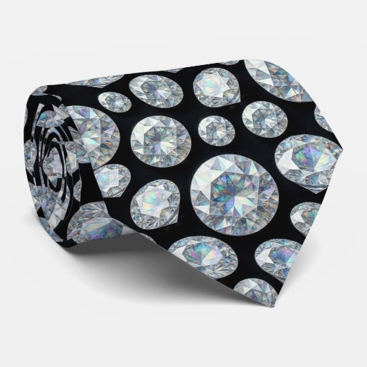 De Luxe Man | Formele Zwarte Das met Diamanten Her (Opgerold)