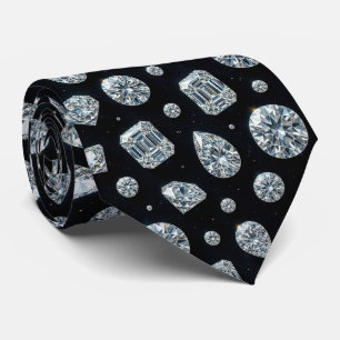 De Luxe Man Formele Zwarte Das met Diamanten Her