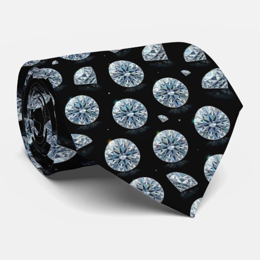 De Luxe Man | Formele Zwarte Das met Diamanten Her (Opgerold)