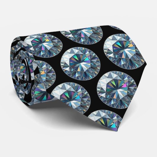 De Luxe Man | Formele Zwarte Das met Diamanten Her (Opgerold)