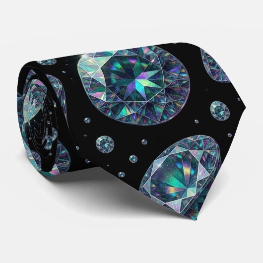 De Luxe Man | Formele Zwarte Das met Diamanten Her (Opgerold)