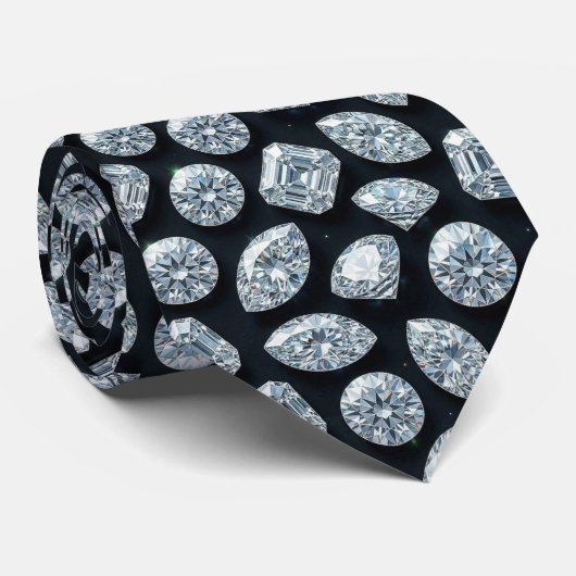 De Luxe Man | Formele Zwarte Strik met Diamanten H Stropdas (Opgerold)