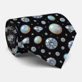 De Luxe Man | Zwarte Das Diamant Opal Halsband (Opgerold)