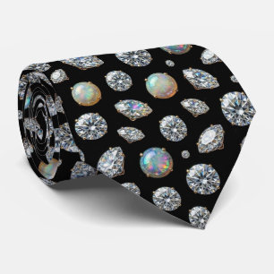 De Luxe Man   Zwarte Das met Diamant Opale Heren D