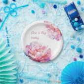 De luxe van pioenrozen uitnodiging papieren bordje (Feest)