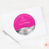 De Luxe Wavy Silver Decor Hot Pink Monogram Label (Envelop)