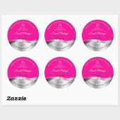 De Luxe Wavy Silver Decor Hot Pink Monogram Label (Vel)