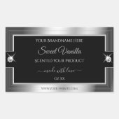 De Luxe Zwart Zilver Glanzend Briljant Product Lab Rechthoekige Sticker (Voorkant)