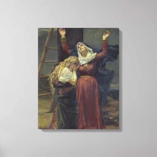 De maagd aan de voet van het kruis canvas afdruk (Voorkant)