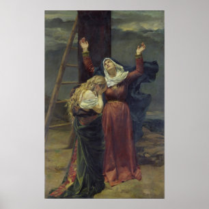 De maagd aan de voet van het kruis poster
