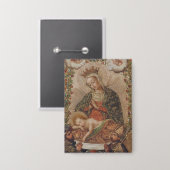 De Maagd aanbidt het Christuskind Kerstmis Button (Voorkant / Achterkant)