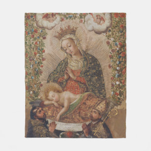 De Maagd aanbidt het Christuskind Kerstmis Fleece Deken