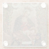 De Maagd aanbidt het Christuskind Kerstmis Glazen Onderzetter (Achterkant)