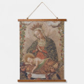 De Maagd aanbidt het Christuskind Kerstmis Hangend Wandkleed (Voorkant)