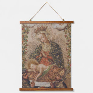 De Maagd aanbidt het Christuskind Kerstmis Hangend Wandkleed