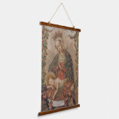 De Maagd aanbidt het Christuskind Kerstmis Hangend Wandkleed (Gebogen)