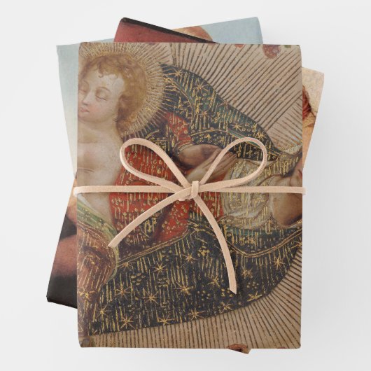 De Maagd aanbidt het Christuskind Kerstmis Inpakpapier Vel (In situ)