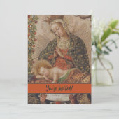 De Maagd aanbidt het Christuskind Kerstmis Kaart (Staand voorkant)