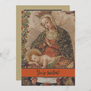 De Maagd aanbidt het Christuskind Kerstmis Kaart