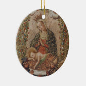 De Maagd aanbidt het Christuskind Kerstmis Keramisch Ornament (Rechts)