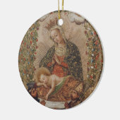 De Maagd aanbidt het Christuskind Kerstmis Keramisch Ornament (Links)