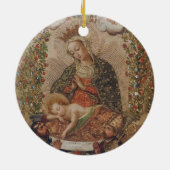 De Maagd aanbidt het Christuskind Kerstmis Keramisch Ornament (Achterkant)