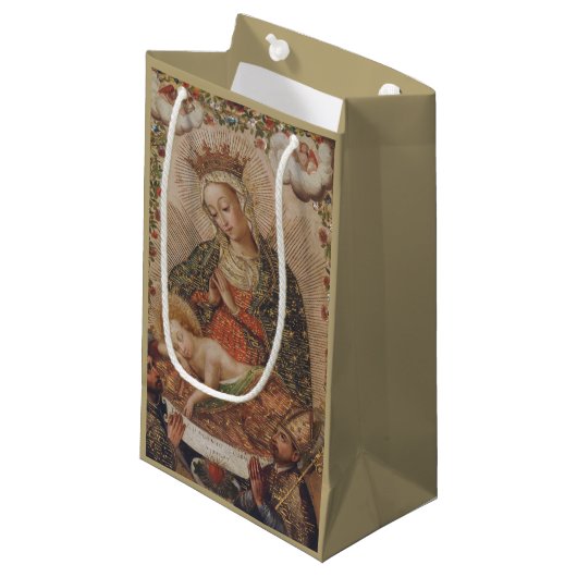 De Maagd aanbidt het Christuskind Kerstmis Klein Cadeauzakje (Voorkant Gekanteld)